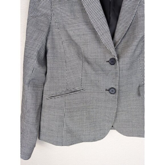 Talbots Houndstooth Blazer 2 Buttons Career Office Business Jacket Size 8 Petite - Picture 2 of 11
